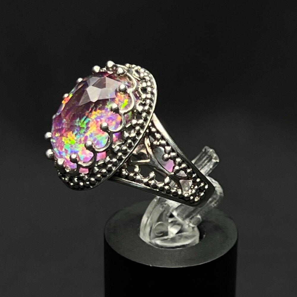 Rainbow Glass Stone Statement Ring - image 2